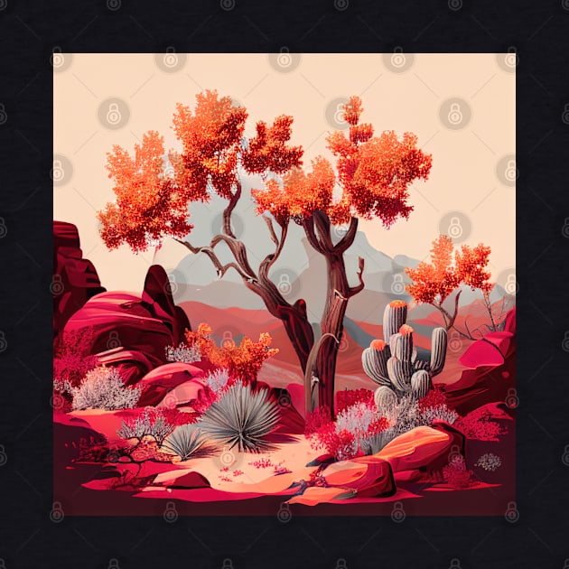 Red Cactus Desert Scenery by The Art Mage